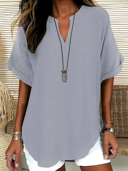 Women's Plain Short Sleeve Blouse