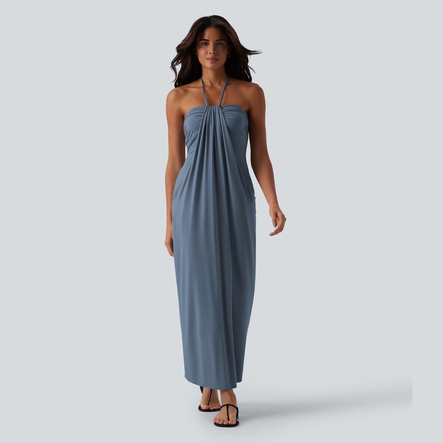 Halter Tie Back Maxi Dress with Pockets