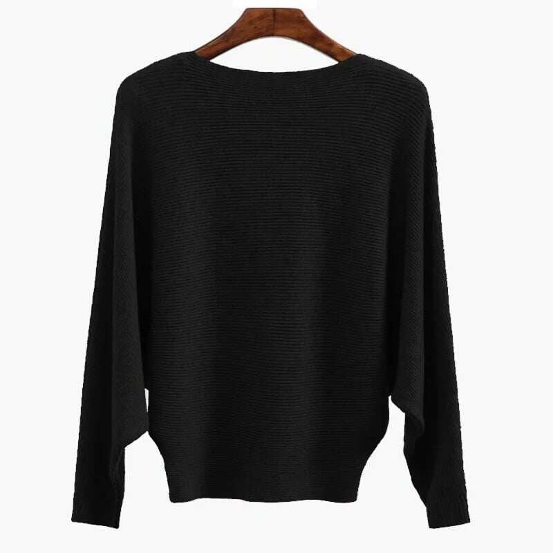 🔥New Years Sale✨️Women's Boat Neck Bat Sleeve Knitted Sweater