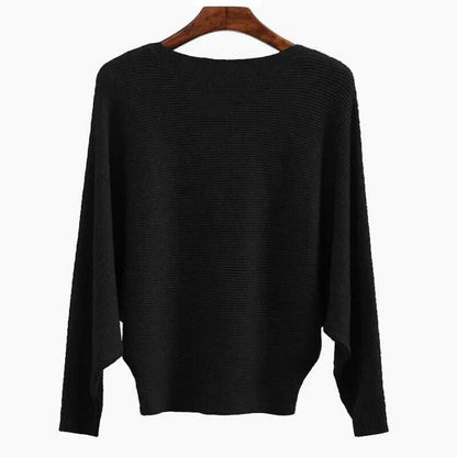 🔥New Years Sale✨️Women's Boat Neck Bat Sleeve Knitted Sweater