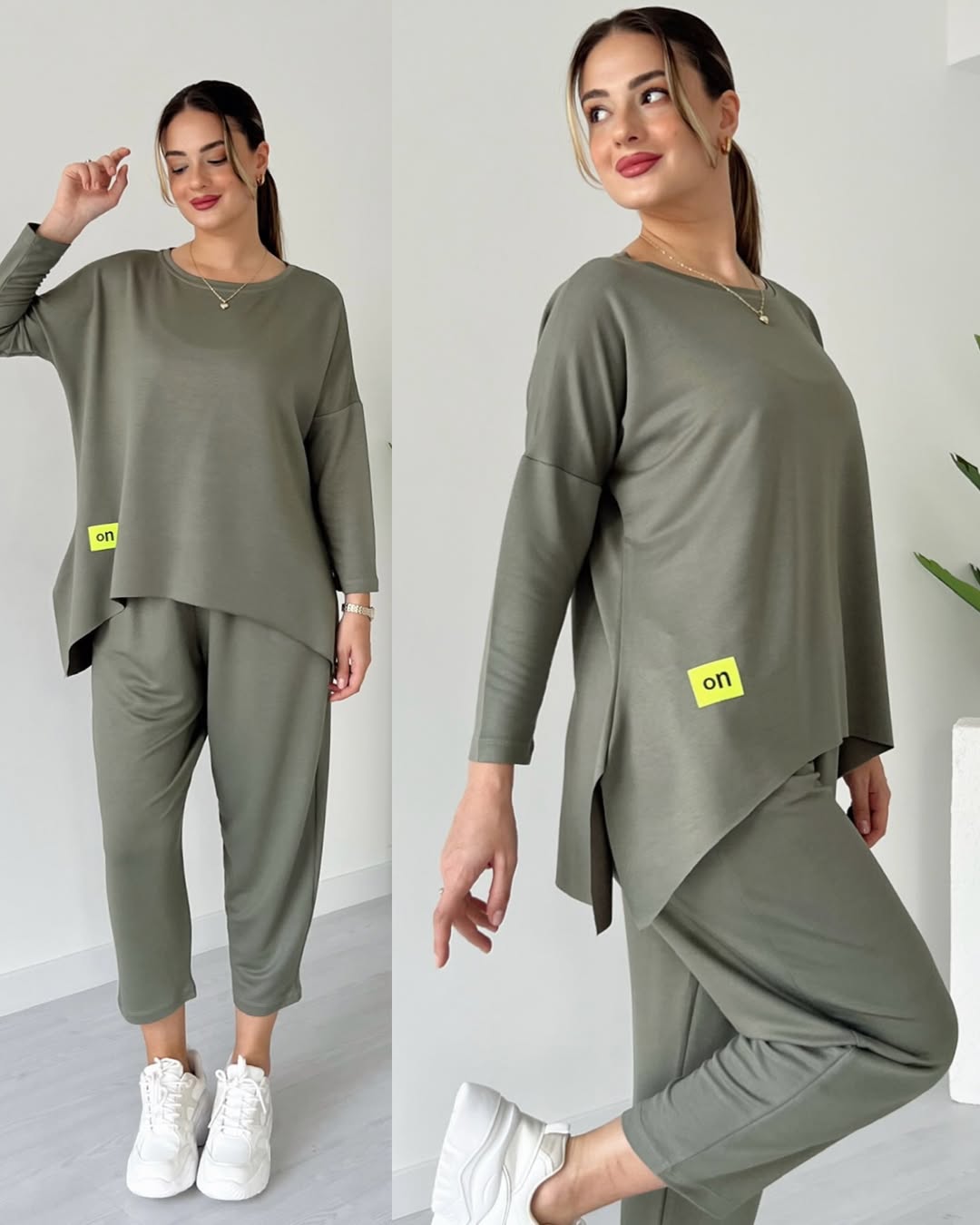 Knitted Casual Irregular Top & Skinny Pants Set