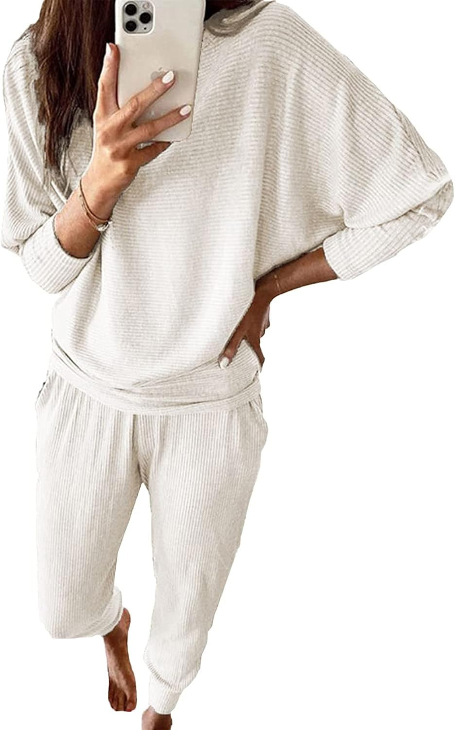 Women's Lounge Matching Set, Short Sleeve Top & Jogger Pants Casual Travel Outfit