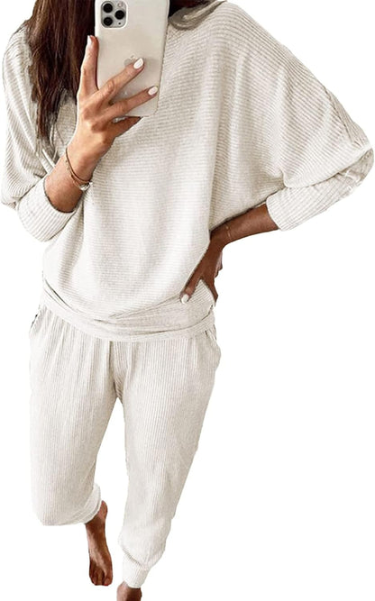 Women's Lounge Matching Set, Short Sleeve Top & Jogger Pants Casual Travel Outfit