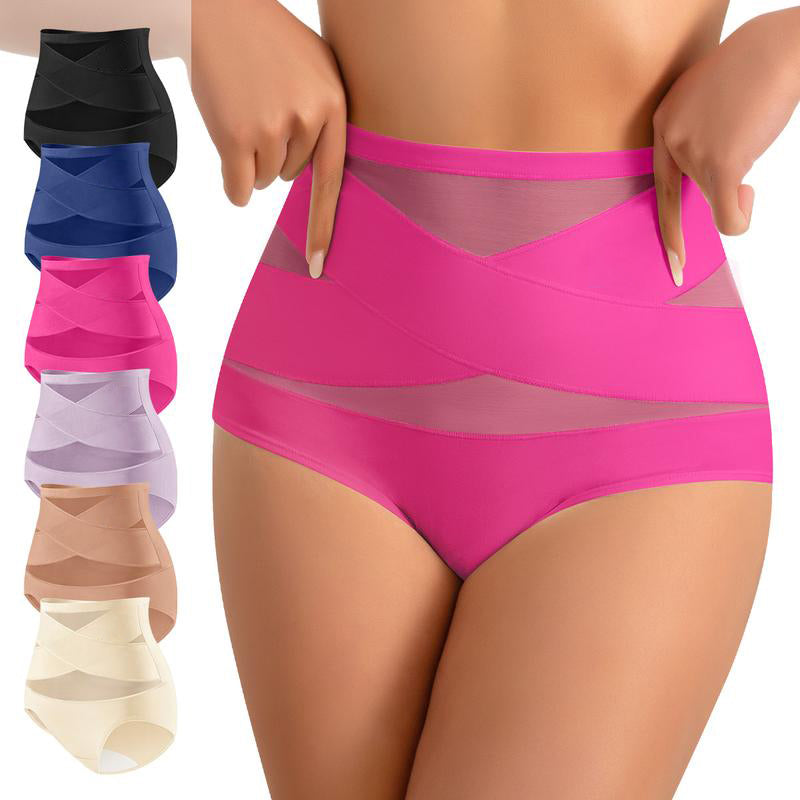 ⏰ TODAY ONLY Women’s High-Waisted Panties Multipack Lucky Letter Logo Cross-Mesh Briefs, Ultra-Soft Tummy Control Comfort Underwear