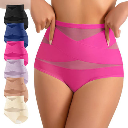 ⏰ TODAY ONLY Women’s High-Waisted Panties Multipack Lucky Letter Logo Cross-Mesh Briefs, Ultra-Soft Tummy Control Comfort Underwear