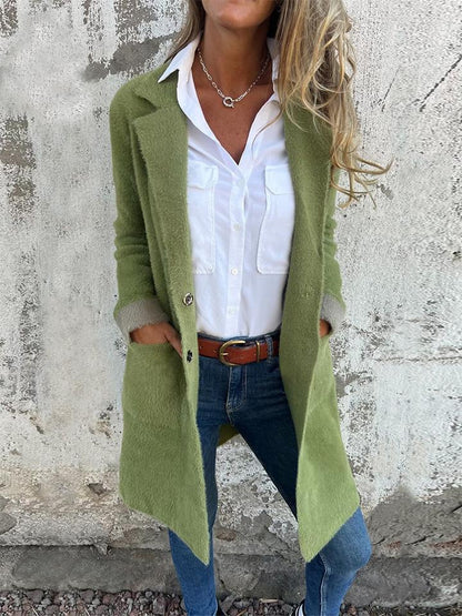 Last Chance 70% OFF-  Women's lapel long-sleeved faux fur long coat