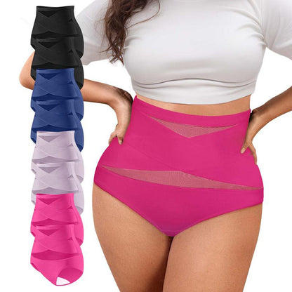 ⏰ TODAY ONLY Women’s High-Waisted Panties Multipack Lucky Letter Logo Cross-Mesh Briefs, Ultra-Soft Tummy Control Comfort Underwear