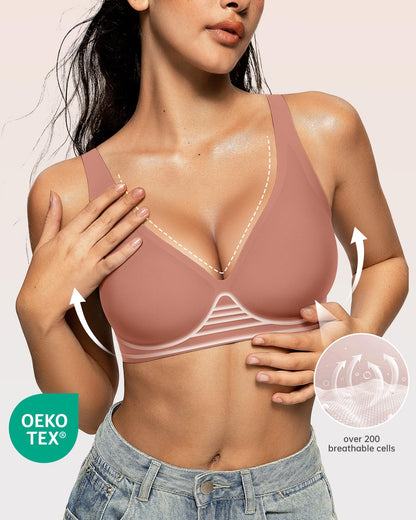 Wireless Polka Dots Deep V Seamless Bras