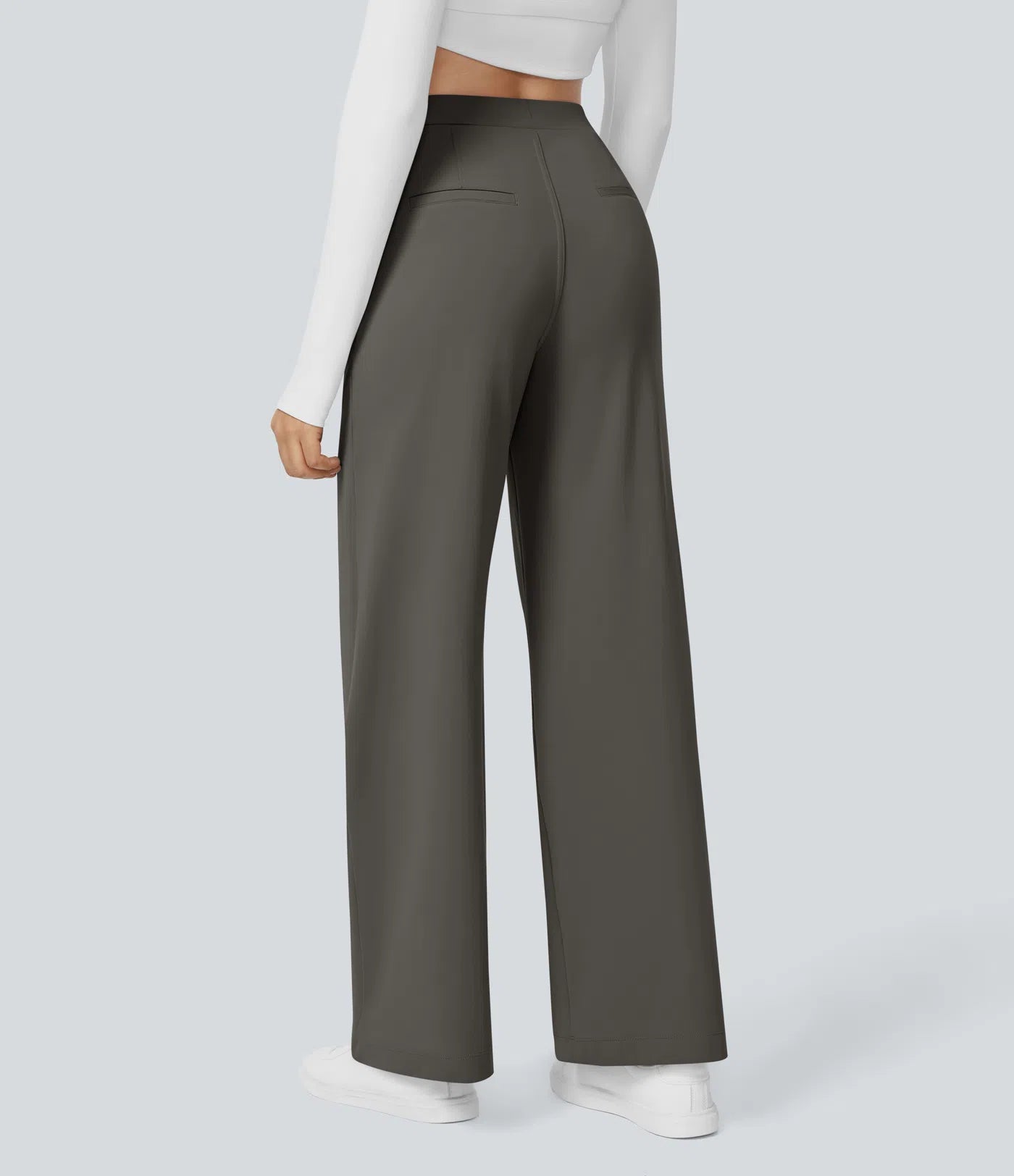 High Waisted Side Pocket Straight Leg Work Pants