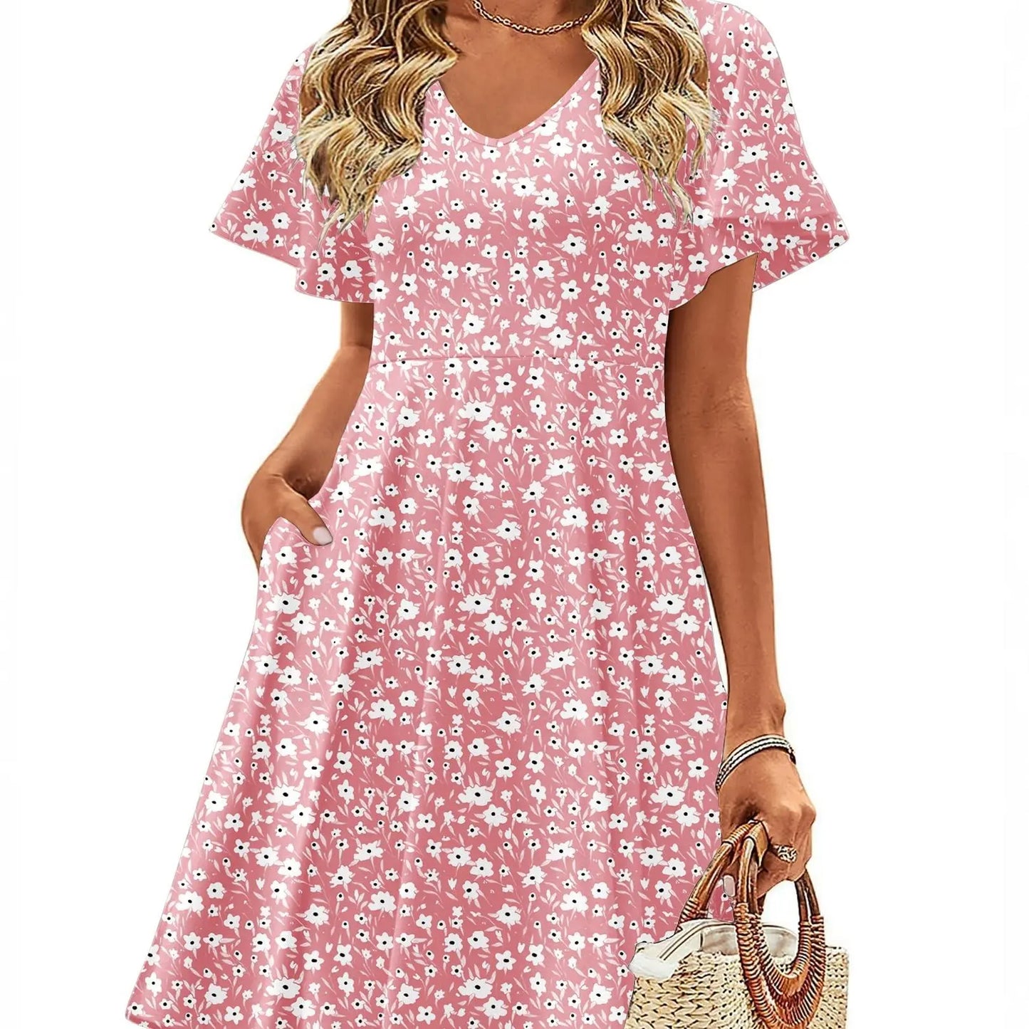 🔥Casual Swing Floral Ruffle Short Sleeve Sundresses