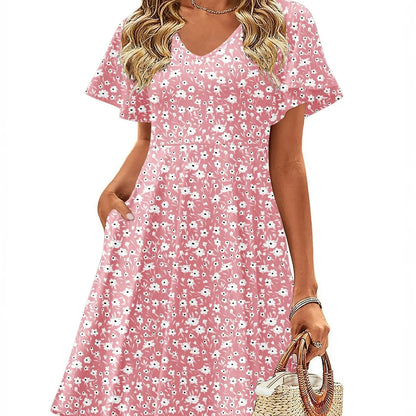 🔥Casual Swing Floral Ruffle Short Sleeve Sundresses