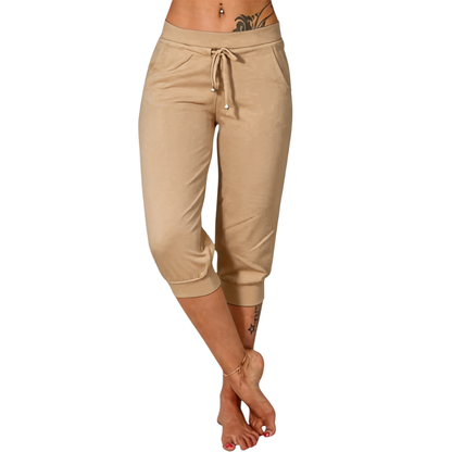 Women's Solid Color Drawstring Capri Yoga Pants