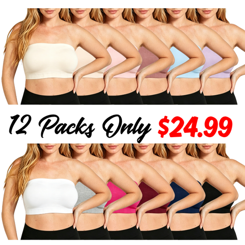 Truekind Wireless Strapless Bandeau Bra Anti-Slip Removable Convertible Straps