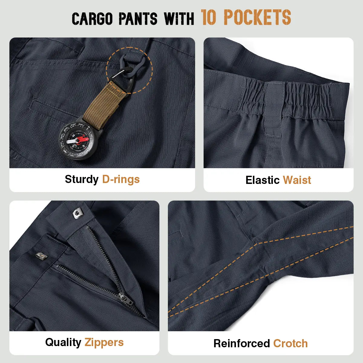 Men's Tactical Work Lightweight Multi-Pocket Water Resistant Cargo Pants