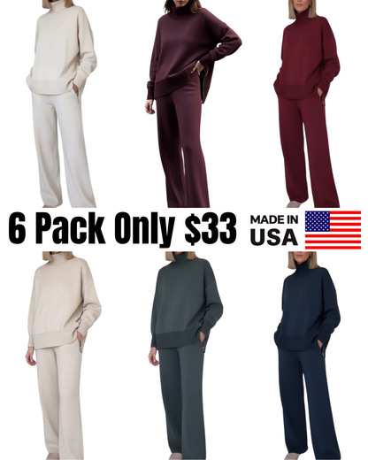 Casual Travel Stand Collar Straight Pants Two-Piece Set