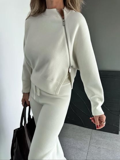 Women'S Sports Knit Side Slit Top & Pants Set