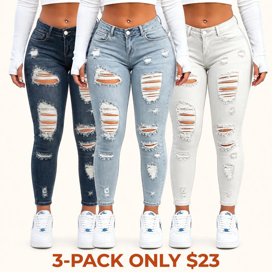 Women's High-Waisted Distressed Skinny Jeans