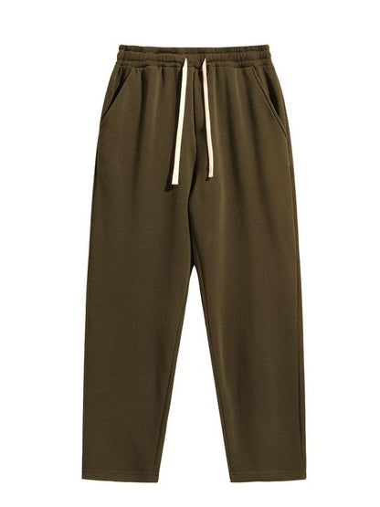Men's Regular Fit Solid Drawstring Waist Sweatpants, Casual Pocket Design Pants for Fall & Winter, Men's Trousers for Daily Wear