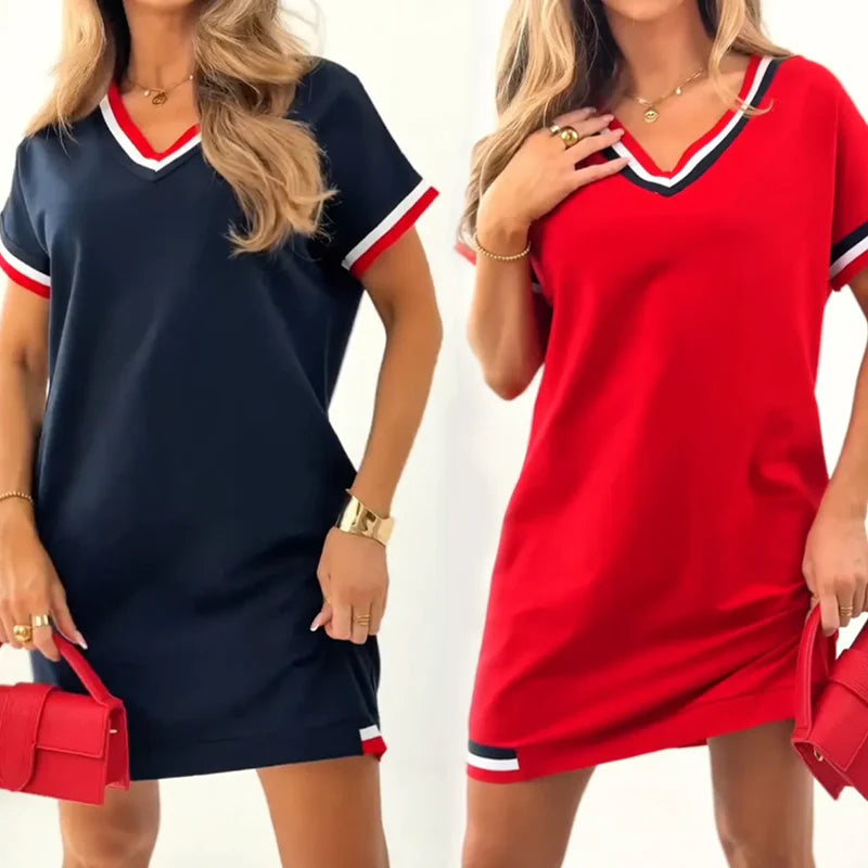 V-Neck Sweatshirt Dress