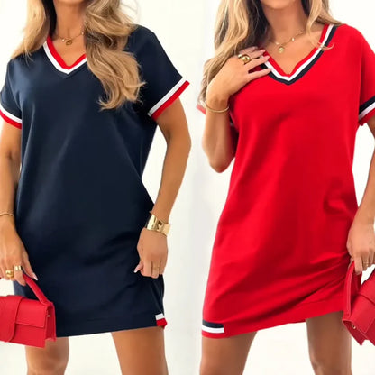 V-Neck Sweatshirt Dress