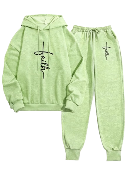 Women's Printed Hooded Top & Pants Set