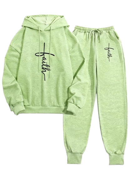 Women's Printed Hooded Top & Pants Set