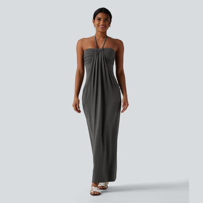 Halter Tie Back Maxi Dress with Pockets