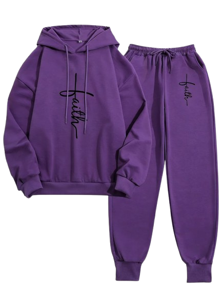 Women's Printed Hooded Top & Pants Set