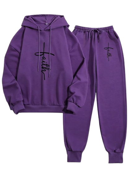 Women's Printed Hooded Top & Pants Set