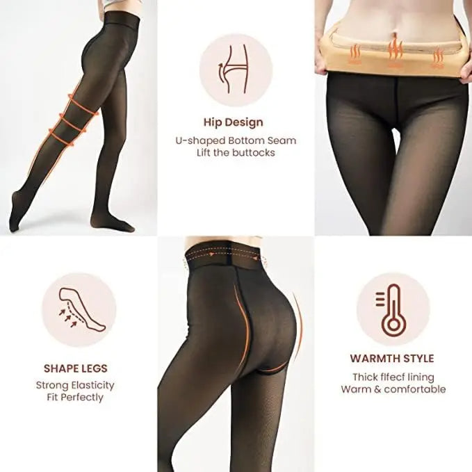 🔥Time-Limited Promotion—🎄Fake Translucent Warm Pantyhose Leggings Sheer Thick Tights for Winter