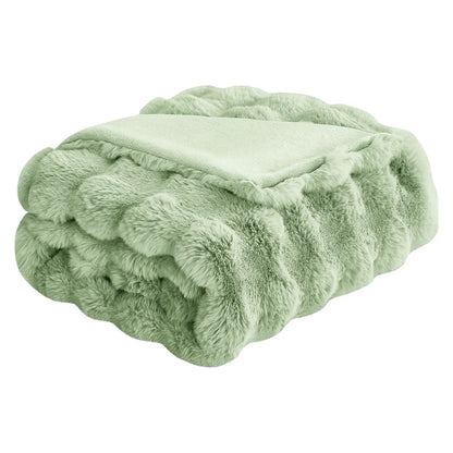 🔥Popular thickened rabbit plush nap blanket, flannel milk velvet cover blanket
