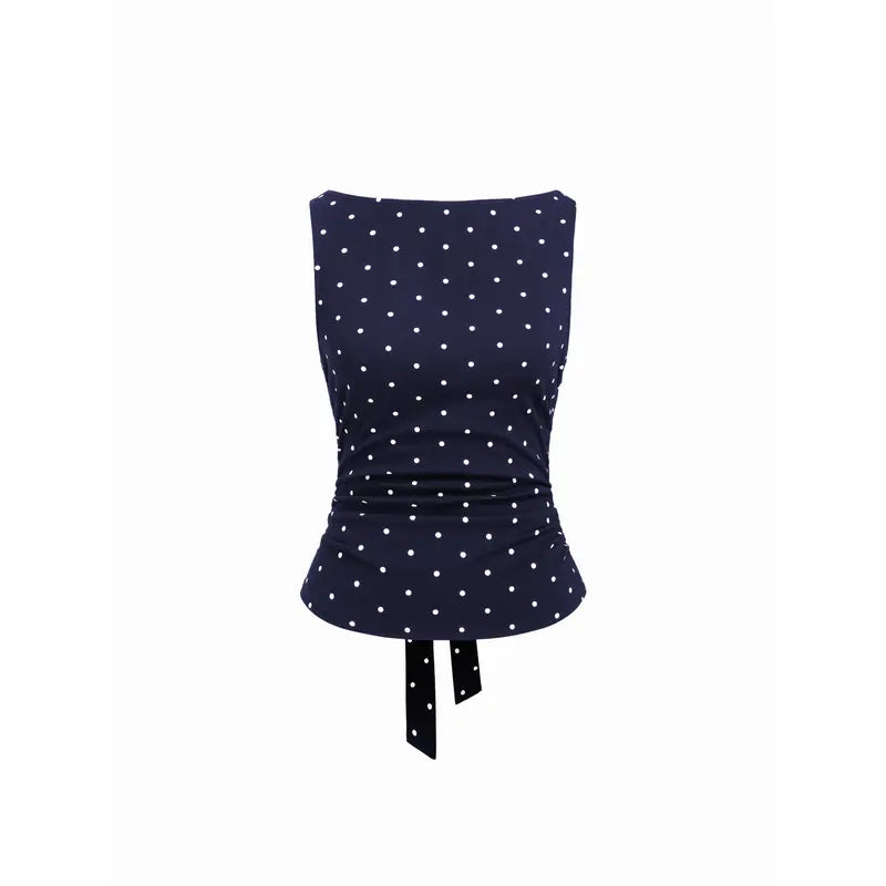 Women's Vintage Polka Dot Open Back Tank Top