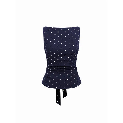 Women's Vintage Polka Dot Open Back Tank Top