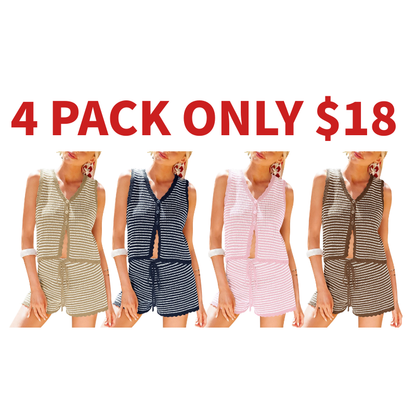 Y2K Striped Vest & Shorts Pajama Set