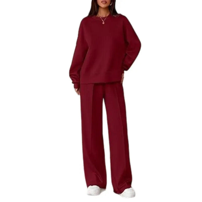 Women Spring & Fall Long Sleeve Wide Leg Pants Sweatsuit
