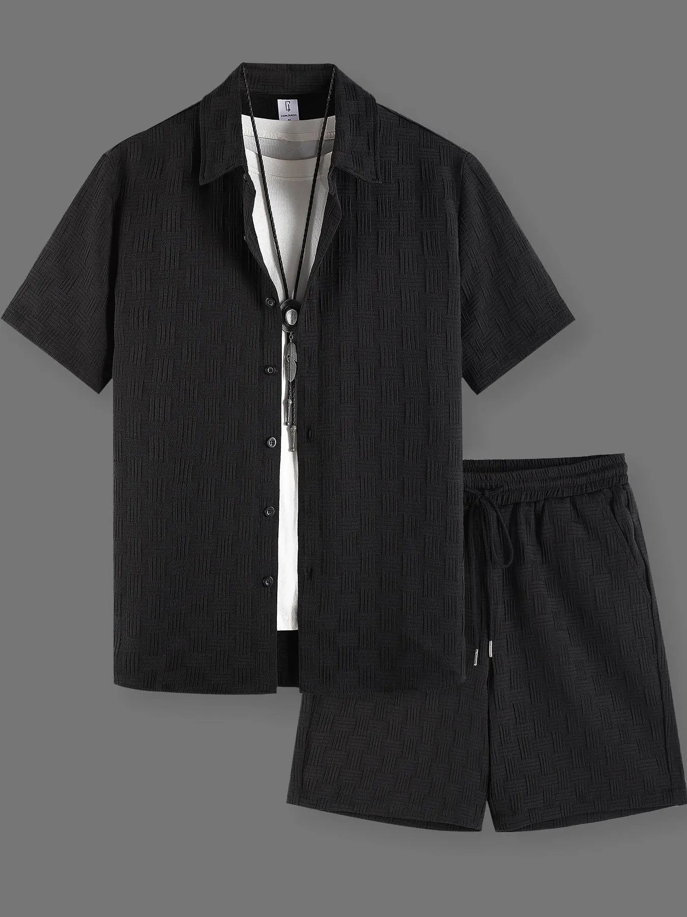 Men's Summer Beach Short Sleeve Two-piece Set