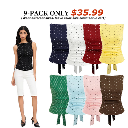 Women's Vintage Polka Dot Open Back Tank Top