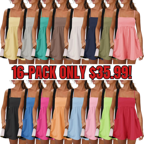 Women's Summer Strappy Romper Square Casual Oversized Workout Athletic Romper Neck Backless