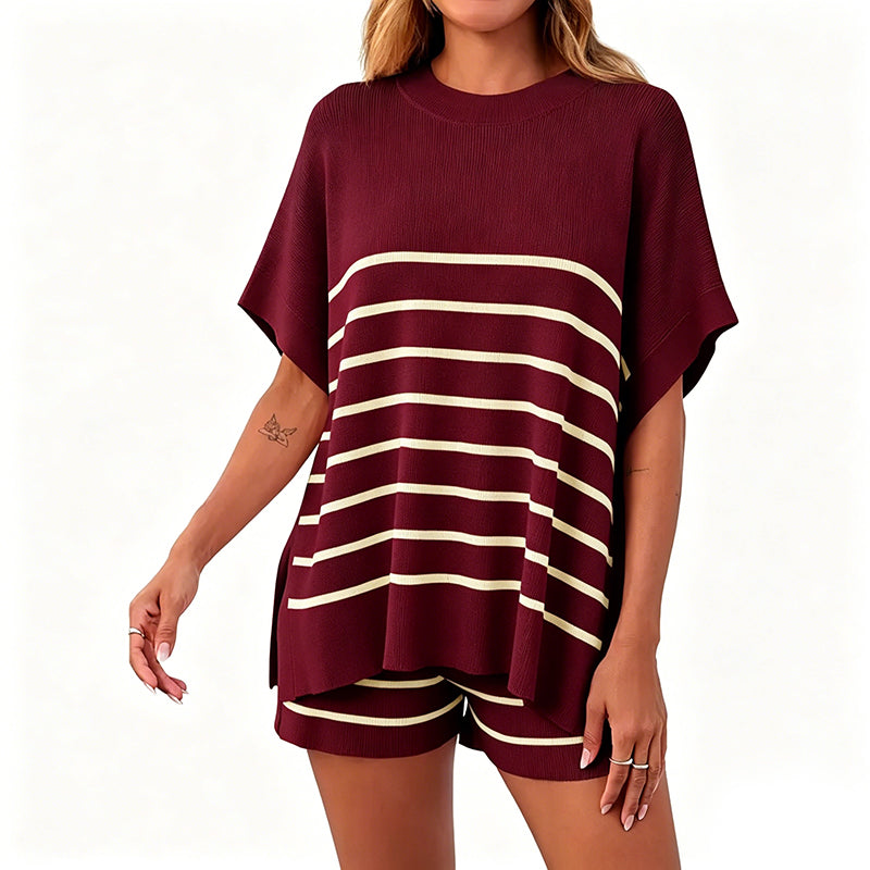 High Waisted Shorts Summer Knit Lounge Short Sets