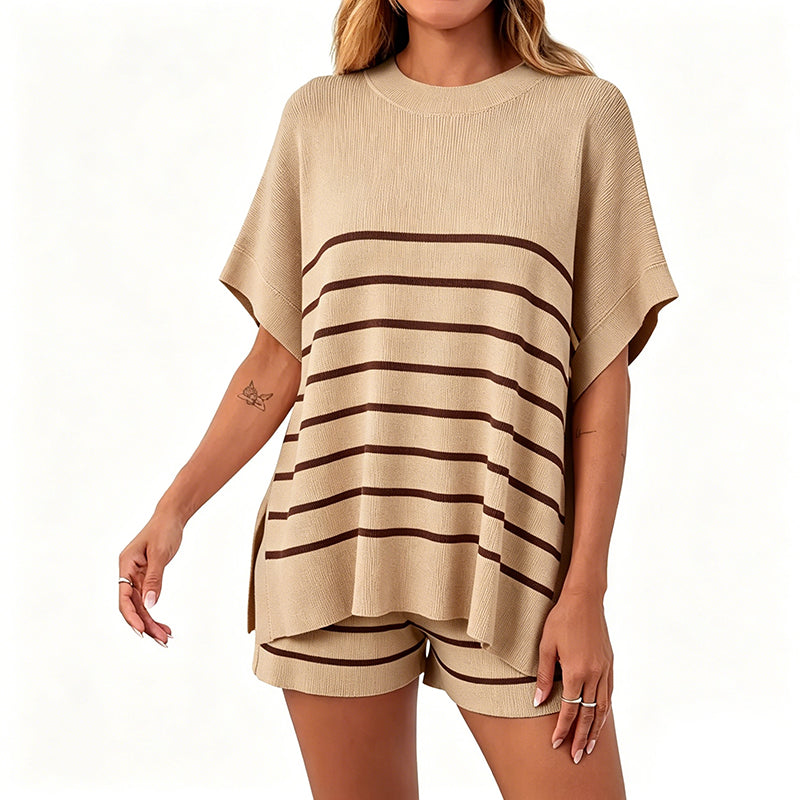 High Waisted Shorts Summer Knit Lounge Short Sets