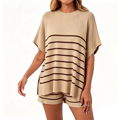 High Waisted Shorts Summer Knit Lounge Short Sets