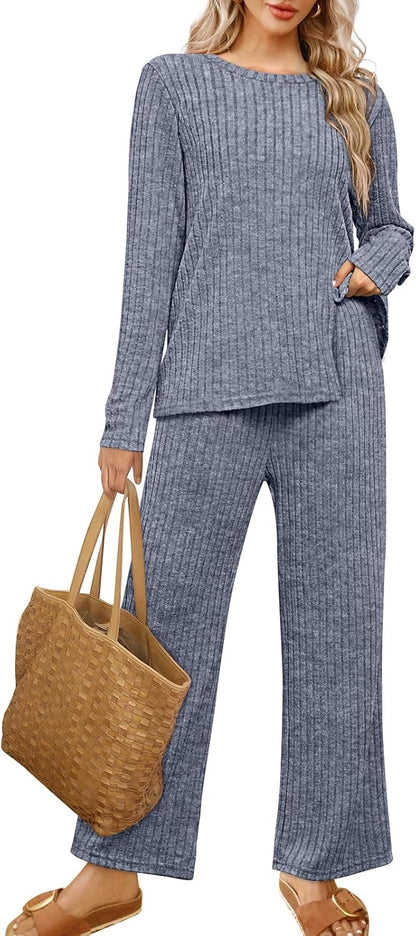 FACTORY SALE Womens Two Piece Outfits Lounge Sets Cozy Sweater Loungewear with Pockets 2025