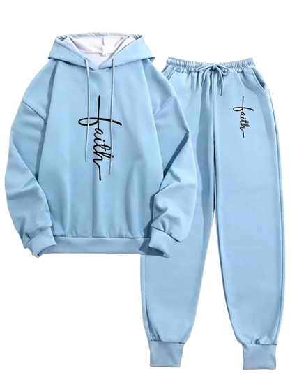 Women's Printed Hooded Top & Pants Set