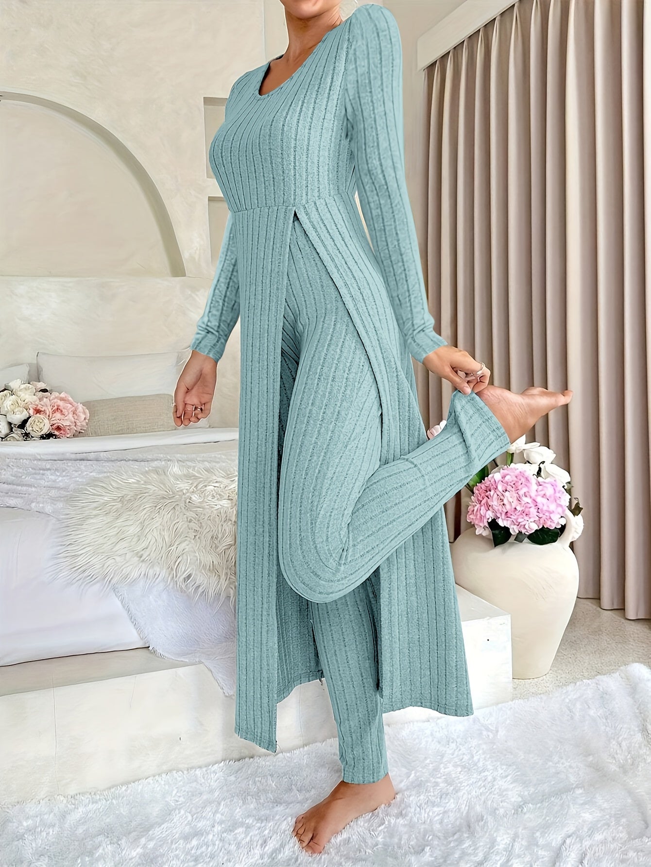 💥Last day only $24.98🔥 - Cozy Two-Piece Ribbed Lounge Set