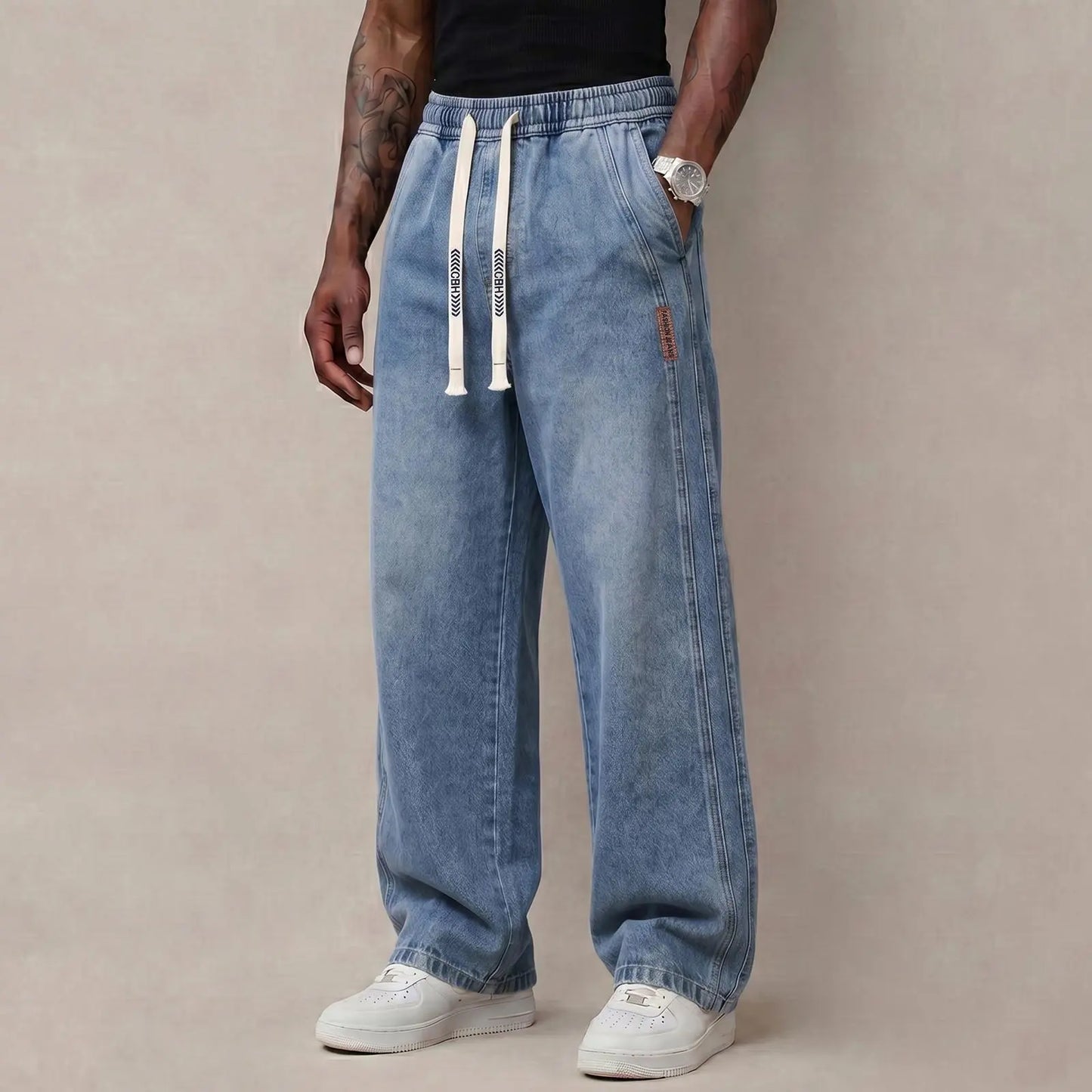 Men's Stretch Cotton Loose Fit Jeans