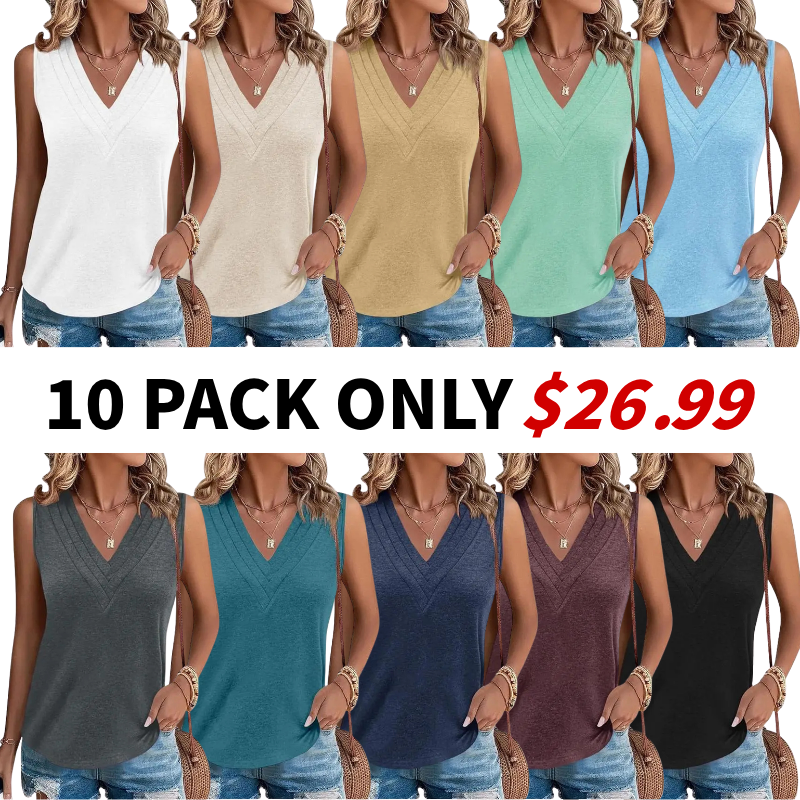 Last day🔥🔥Women V Neck Tank Tops Dressy Casual Summer Loose Fit Sleeveless Shirts