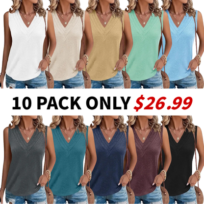 Last day🔥🔥Women V Neck Tank Tops Dressy Casual Summer Loose Fit Sleeveless Shirts