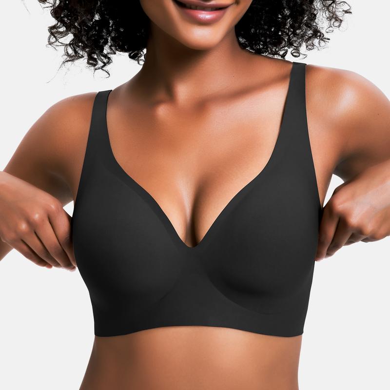 ⏰ TODAY ONLY Jelly Wireless Womens Comfortable Wireless Bras Push Up Bralettes Seamless Tshirts Bras Deep V Everyday Bras