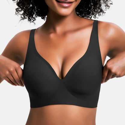 ⏰ TODAY ONLY Jelly Wireless Womens Comfortable Wireless Bras Push Up Bralettes Seamless Tshirts Bras Deep V Everyday Bras