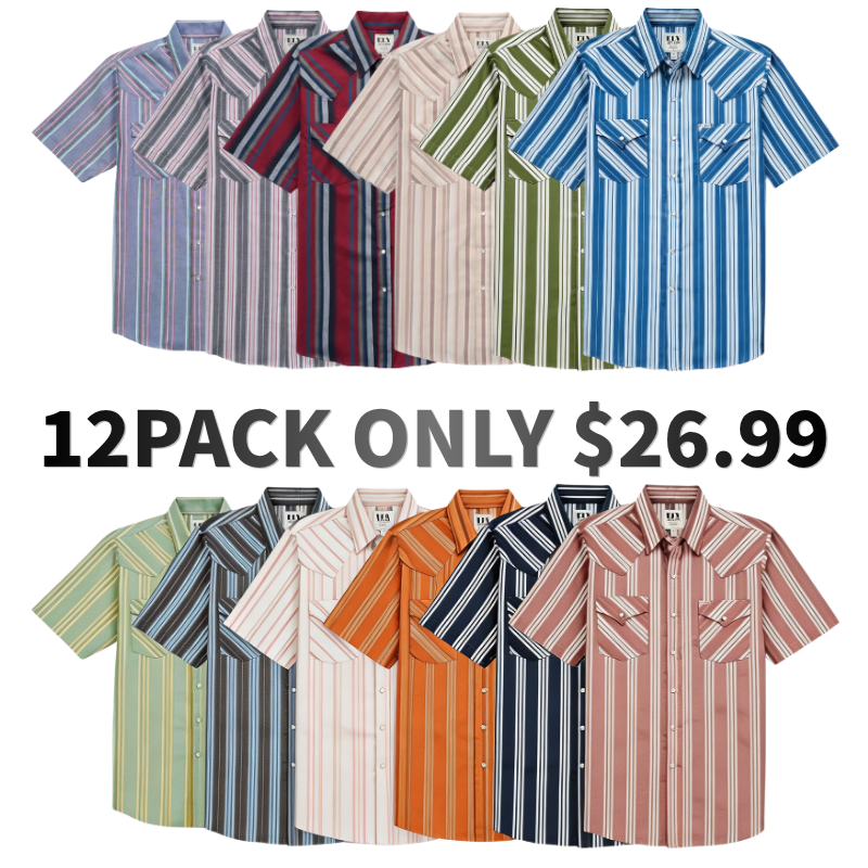 Men's Casual Striped Western Snap Shirt